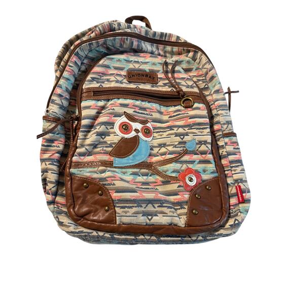 Union Bay Owl Slouchy Travel Backpack Multicolored Aztec Boho - Picture 1 of 4